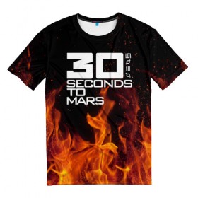 Мужская футболка 3D с принтом 30 seconds to mars fire , 100% полиэфир | прямой крой, круглый вырез горловины, длина до линии бедер | jared leto