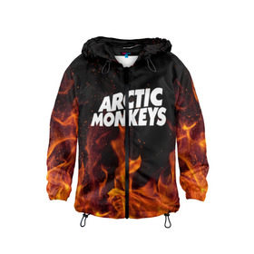 Детская ветровка 3D с принтом Arctic Monkeys fire , 100% полиэстер | подол и капюшон оформлены резинкой с фиксаторами, по бокам два кармана без застежек, один потайной карман на груди | 