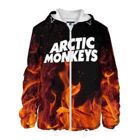 Мужская куртка 3D с принтом Arctic Monkeys fire , ткань верха — 100% полиэстер, подклад — флис | прямой крой, подол и капюшон оформлены резинкой с фиксаторами, два кармана без застежек по бокам, один большой потайной карман на груди. Карман на груди застегивается на липучку | 