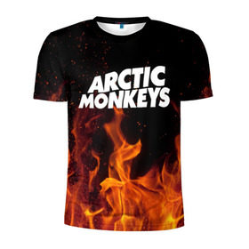 Мужская футболка 3D спортивная с принтом Arctic Monkeys fire , 100% полиэстер с улучшенными характеристиками | приталенный силуэт, круглая горловина, широкие плечи, сужается к линии бедра | 