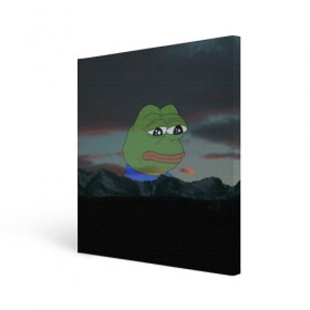 Холст квадратный с принтом Sad frog , 100% ПВХ |  | Тематика изображения на принте: pepe | пепе