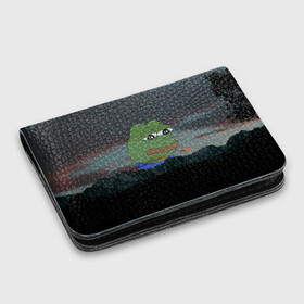 Картхолдер с принтом с принтом Sad frog , натуральная матовая кожа | размер 7,3 х 10 см; кардхолдер имеет 4 кармана для карт; | Тематика изображения на принте: pepe | пепе