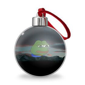 Ёлочный шар с принтом Sad frog , Пластик | Диаметр: 77 мм | pepe | пепе