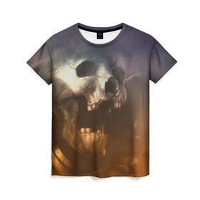 Женская футболка 3D с принтом Doom , 100% полиэфир ( синтетическое хлопкоподобное полотно) | прямой крой, круглый вырез горловины, длина до линии бедер | doom | skull | slayer | палач | скелет | череп