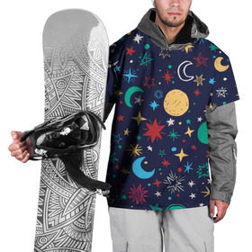 Накидка на куртку 3D с принтом Звездное небо , 100% полиэстер |  | абстракция | арт | звезды | космос | луна | месяц | небо | планеты