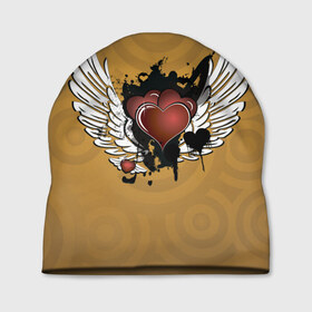 Шапка 3D с принтом Сердце с крыльями , 100% полиэстер | универсальный размер, печать по всей поверхности изделия | граффити | тату