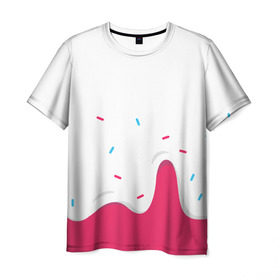 Мужская футболка 3D с принтом KREME (original design) , 100% полиэфир | прямой крой, круглый вырез горловины, длина до линии бедер | Тематика изображения на принте: cherry | cream | design | red | sugar | vanilla | white | вишня | яркое