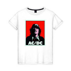 Женская футболка хлопок с принтом AC/DC: T-SHIRT , 100% хлопок | прямой крой, круглый вырез горловины, длина до линии бедер, слегка спущенное плечо | acdc