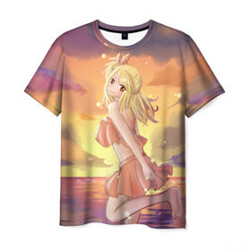 Мужская футболка 3D с принтом Beach , 100% полиэфир | прямой крой, круглый вырез горловины, длина до линии бедер | Тематика изображения на принте: fairy tail | хвост феи