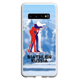 Чехол для Samsung Galaxy S10 с принтом Biathlon russia , Силикон | Область печати: задняя сторона чехла, без боковых панелей | биатлон
