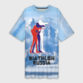 Платье-футболка 3D с принтом Biathlon russia ,  |  | биатлон