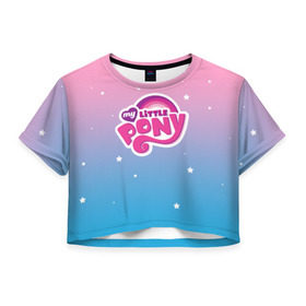 Женская футболка 3D укороченная с принтом My Little Pony , 100% полиэстер | круглая горловина, длина футболки до линии талии, рукава с отворотами | dash | rainbow