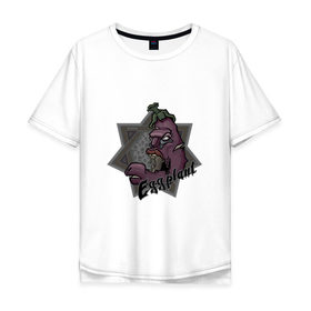 Мужская футболка хлопок Oversize с принтом ЗомбиБаклажан , 100% хлопок | свободный крой, круглый ворот, “спинка” длиннее передней части | арт | баклажан | веган | звезда | зомби | мультик | овощи | череп