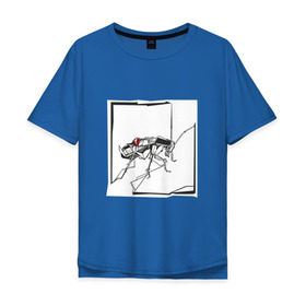 Мужская футболка хлопок Oversize с принтом Превращение Замзы , 100% хлопок | свободный крой, круглый ворот, “спинка” длиннее передней части | арт | грегор замза | кафка | линии | превращение | таракан | черно белый | яблоко