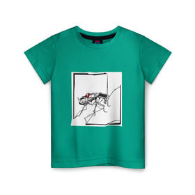 Детская футболка хлопок с принтом Превращение Замзы , 100% хлопок | круглый вырез горловины, полуприлегающий силуэт, длина до линии бедер | арт | грегор замза | кафка | линии | превращение | таракан | черно белый | яблоко