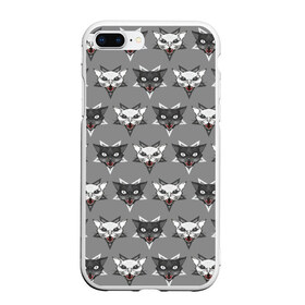 Чехол для iPhone 7Plus/8 Plus матовый с принтом Злые котики , Силикон | Область печати: задняя сторона чехла, без боковых панелей | дьявол | звезда | кот | котик | кошка | милота | пентаграмма | серый | юмор