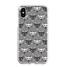 Чехол для iPhone XS Max матовый с принтом Злые котики , Силикон | Область печати: задняя сторона чехла, без боковых панелей | Тематика изображения на принте: дьявол | звезда | кот | котик | кошка | милота | пентаграмма | серый | юмор