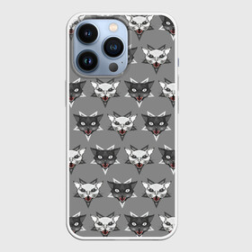 Чехол для iPhone 13 Pro с принтом Злые котики ,  |  | Тематика изображения на принте: дьявол | звезда | кот | котик | кошка | милота | пентаграмма | серый | юмор