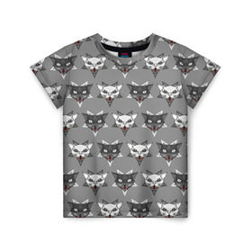 Детская футболка 3D с принтом Злые котики , 100% гипоаллергенный полиэфир | прямой крой, круглый вырез горловины, длина до линии бедер, чуть спущенное плечо, ткань немного тянется | Тематика изображения на принте: дьявол | звезда | кот | котик | кошка | милота | пентаграмма | серый | юмор