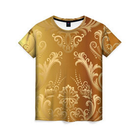Женская футболка 3D с принтом Золотой пассаж , 100% полиэфир ( синтетическое хлопкоподобное полотно) | прямой крой, круглый вырез горловины, длина до линии бедер | vppd | золото | премиум | эксклюзив