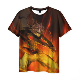 Мужская футболка 3D с принтом Dragon natsu , 100% полиэфир | прямой крой, круглый вырез горловины, длина до линии бедер | Тематика изображения на принте: fairy tail | хвост феи