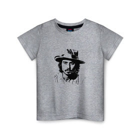 Детская футболка хлопок с принтом джони депп , 100% хлопок | круглый вырез горловины, полуприлегающий силуэт, длина до линии бедер | Тематика изображения на принте: депп | джони | джонни