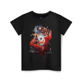 Детская футболка хлопок с принтом Сёё Хината и Тобио Кагэяма , 100% хлопок | круглый вырез горловины, полуприлегающий силуэт, длина до линии бедер | Тематика изображения на принте: haikyuu | сёё хината | тобио кагэяма