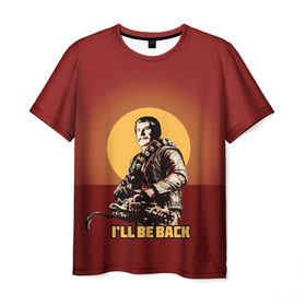 Мужская футболка 3D с принтом Сталин: I`ll Be Back , 100% полиэфир | прямой крой, круглый вырез горловины, длина до линии бедер | история | о.м.с.к. | революция | ссср | сталин | супергерои