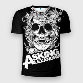 Мужская футболка 3D спортивная с принтом Asking Alexandria , 100% полиэстер с улучшенными характеристиками | приталенный силуэт, круглая горловина, широкие плечи, сужается к линии бедра | Тематика изображения на принте: asking alexandria | музыка | рок | череп