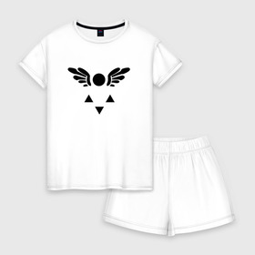 Женская пижама с шортиками хлопок с принтом Руна Дельта , 100% хлопок | футболка прямого кроя, шорты свободные с широкой мягкой резинкой | undertale | руна дельта