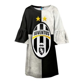 Детское платье 3D с принтом Juventus FC , 100% полиэстер | прямой силуэт, чуть расширенный к низу. Круглая горловина, на рукавах — воланы | juve | италия | клуб | фк | футбол | футбольный | ювентус