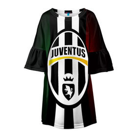 Детское платье 3D с принтом Juventus FC , 100% полиэстер | прямой силуэт, чуть расширенный к низу. Круглая горловина, на рукавах — воланы | juve | италия | клуб | фк | футбол | футбольный | ювентус