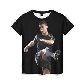 Женская футболка 3D с принтом Роналдо , 100% полиэфир ( синтетическое хлопкоподобное полотно) | прямой крой, круглый вырез горловины, длина до линии бедер | real | ronaldo | реал мадрид | роналдо | футбол | футболист