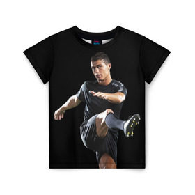 Детская футболка 3D с принтом Роналдо , 100% гипоаллергенный полиэфир | прямой крой, круглый вырез горловины, длина до линии бедер, чуть спущенное плечо, ткань немного тянется | Тематика изображения на принте: real | ronaldo | реал мадрид | роналдо | футбол | футболист