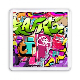 Магнит 55*55 с принтом Граффити , Пластик | Размер: 65*65 мм; Размер печати: 55*55 мм | балон | граффити | краски | молодежь | рисунок | стена | стиль | улица | уличный образ
