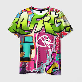Мужская футболка 3D с принтом Граффити , 100% полиэфир | прямой крой, круглый вырез горловины, длина до линии бедер | балон | граффити | краски | молодежь | рисунок | стена | стиль | улица | уличный образ