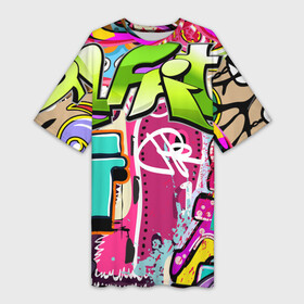 Платье-футболка 3D с принтом Граффити ,  |  | балон | граффити | краски | молодежь | рисунок | стена | стиль | улица | уличный образ