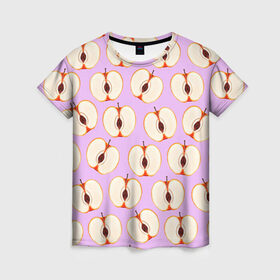 Женская футболка 3D с принтом Молодильные яблочки , 100% полиэфир ( синтетическое хлопкоподобное полотно) | прямой крой, круглый вырез горловины, длина до линии бедер | life in da trash | vogue | алена двойченкова | вог | двойченкова | егор дружинин | мига | мигель | молодильные яблочки | персики | танцы | танцы на тнт | тнт | яблоки | яблочки