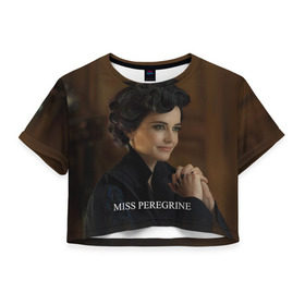 Женская футболка 3D укороченная с принтом Мисс Перегрин , 100% полиэстер | круглая горловина, длина футболки до линии талии, рукава с отворотами | дом странных детей
