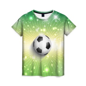 Женская футболка 3D с принтом Футбольный мяч 3 , 100% полиэфир ( синтетическое хлопкоподобное полотно) | прямой крой, круглый вырез горловины, длина до линии бедер | игра | кубок | мяч | спорт | футбол