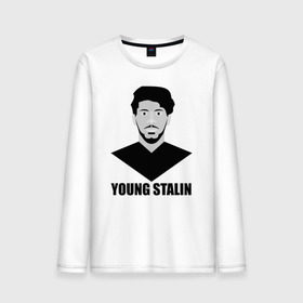 Мужской лонгслив хлопок с принтом Young Stalin , 100% хлопок |  | молодой | патриот | россия | советский | ссср | сталин