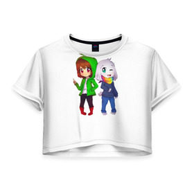 Женская футболка 3D укороченная с принтом Undertale , 100% полиэстер | круглая горловина, длина футболки до линии талии, рукава с отворотами | азриэль | чара