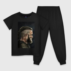 Детская пижама хлопок с принтом Ragnar Lodbrock , 100% хлопок |  брюки и футболка прямого кроя, без карманов, на брюках мягкая резинка на поясе и по низу штанин
 | Тематика изображения на принте: ragnar lodbrock | vikings | викинги | рагнар лодброк