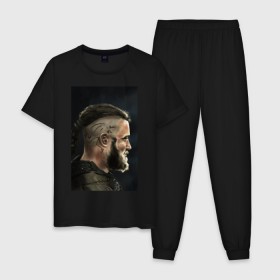 Мужская пижама хлопок с принтом Ragnar Lodbrock , 100% хлопок | брюки и футболка прямого кроя, без карманов, на брюках мягкая резинка на поясе и по низу штанин
 | ragnar lodbrock | vikings | викинги | рагнар лодброк