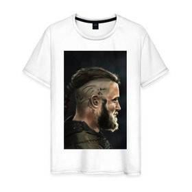 Мужская футболка хлопок с принтом Ragnar Lodbrock , 100% хлопок | прямой крой, круглый вырез горловины, длина до линии бедер, слегка спущенное плечо. | ragnar lodbrock | vikings | викинги | рагнар лодброк