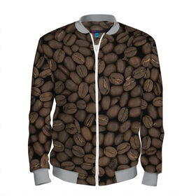 Мужской бомбер 3D с принтом Кофейные зёрна , 100% полиэстер | застегивается на молнию, по бокам два кармана без застежек, по низу бомбера и на воротнике - эластичная резинка | Тематика изображения на принте: coffee | coffee grains | grains | кофе | кофейные зёрна