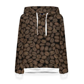 Женская толстовка 3D с принтом Кофейные зёрна , 100% полиэстер  | двухслойный капюшон со шнурком для регулировки, мягкие манжеты на рукавах и по низу толстовки, спереди карман-кенгуру с мягким внутренним слоем. | coffee | coffee grains | grains | кофе | кофейные зёрна