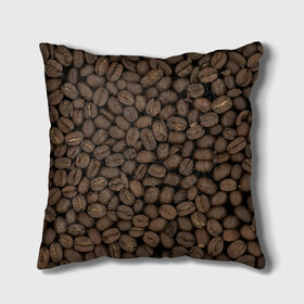 Подушка 3D с принтом Кофейные зёрна , наволочка – 100% полиэстер, наполнитель – холлофайбер (легкий наполнитель, не вызывает аллергию). | состоит из подушки и наволочки. Наволочка на молнии, легко снимается для стирки | coffee | coffee grains | grains | кофе | кофейные зёрна