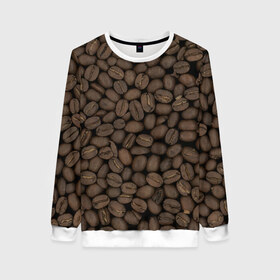 Женский свитшот 3D с принтом Кофейные зёрна , 100% полиэстер с мягким внутренним слоем | круглый вырез горловины, мягкая резинка на манжетах и поясе, свободная посадка по фигуре | coffee | coffee grains | grains | кофе | кофейные зёрна