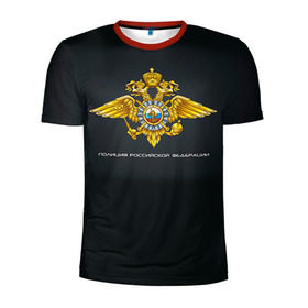 Мужская футболка 3D спортивная с принтом Полиция Российской Федерации , 100% полиэстер с улучшенными характеристиками | приталенный силуэт, круглая горловина, широкие плечи, сужается к линии бедра | Тематика изображения на принте: милиция